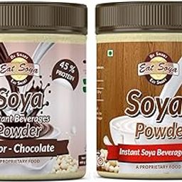 EAT SOYA LLP SOYA Milk Powder - Vegan, Non GMO, Sugar Free (46% Protein-Unflavored & 45% Protein-Chocolate Flavored) Jar, 2 x 400 g-image-10