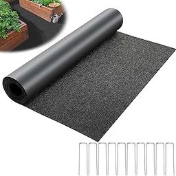 DECOHS 10 x 2 Ft Felt Mulch Mat Roll for Landscaping, Permanent Fabric Mulch Walkway Pathway Mat, Garden Pathway Mulch Barrier with 10 Ground Stakes for Plants, Vegetables and Flower Outdoor (Black)-image-43