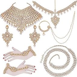 American Diamond Studded Traditional Jodha Akbar Bridal Jewelry Set Gift for Women-image-37