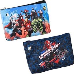 Polyester Pack of 2 Pencil Pouch | School Geometry Pouch | Square Stationary Pouch | Pen-Pencil Box for Kids | Pencil Utility Bag | Marvel Pencil Organizer | Black & Navy Blue-image-32