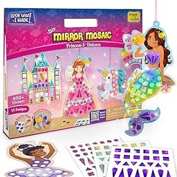 Imagimake Mirror Mosaic : Princess & Unicorn | Mess Free Diy Mosaic Craft Kit | 950+ Foil Sticker | Travel Toys For Girls | Birthday Gift For Girls Ages 3,4,5,6,7,8, Pink-1