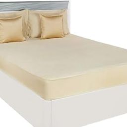 Waterproof Cotton Quilted Mattress Protector | Ultra Soft, Hypoallergenic, Noiseless, Breathable Fitted Bed Cover (Cream, Queen)-image-49