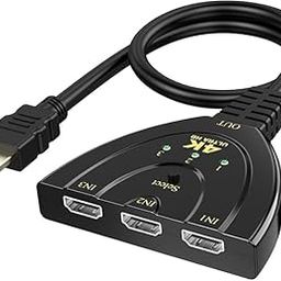 WeFly 4K HDMI Switch 3 in 1 Out 4K@30Hz, 3-Port HDMI Splitter Hub Switcher Auto Switching UHD 3D HDR HD 1080P HDCP, for HDTV, PS5/4, Xbox, Fire Stick-25