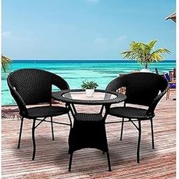 Rattan India Garden Patio 2 Seater Chair and Table Set Outdoor Balcony Garden Coffee Table Set Furniture with 1Table and 2Chairs Set-image-8