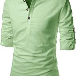 Pure Cotton Short Kurta Shirt for Men | Regular Fit | Full Sleeves | Mandarin Collar | Chinese Neck | A-Line | Solid Colours | Ideal for Casual, Ethnic & Formal Outfit | Beige-image-52