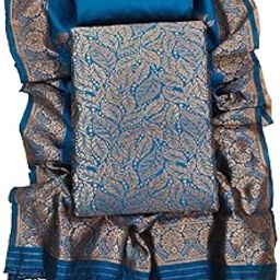 Women Banarsi Silk Unstiched Suit Piece Dress Material for Women Unstiched Suit Salwar with Dupatta (suit -2M.Salwar-2M and dupatta-2.25M)-picture-19