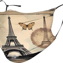 YYHWHJDE Adult Masks Washable 10 PCS Soft breathable Suitable for camping, running, traveling daily use Paris Eiffel Tower Butterfly Pattern-image-91