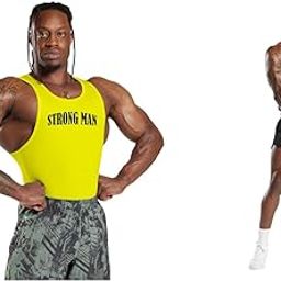 Gym Vest Workout Tank Top Set, 2 Pack, Men's Fitness Muscle Shirts Multicolour S M L XL XXL XXXL blackredyellow001s001-image-92