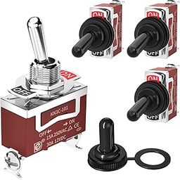 Joinfworld Marine Toggle Switch 12V DC 30A Waterproof Toggle Switch 250V AC 15A Heavy Duty with Weatherproof Boot Cover SPST ON/Off 2 Pin for Auto Car Truck Boat -4Pcs-image-64