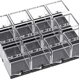 Beatifufu 12Pcs Transparent Specimen Display Box Square Plastic Storage Cases for Collectibles Mineral and Showcase Practical and Easy to Clean Storage-image-40