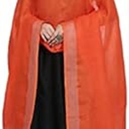 Women Hand Woven Linen Zari Dupatta With Pom Pom Edgings (Orange, 2.35 Meters)-image-53