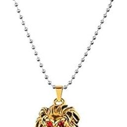 SILVERSHINE SilverPlated Attractive Chain with Lion Design Golden Pendant with Diamond for Man Boy-image-68