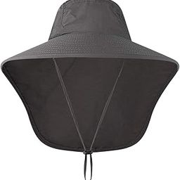 Radionics Fishing Cap Wide Brim Unisex Sun Hat with Neck Flap for Travel Camping Hiking Boating Black-image-43
