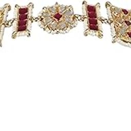 Gold Plated Traditional Floral Kundan Pearl Studded Rajasthani Sheeshphool Matha Patti/Sheeshpatti for Women (T2061)-6