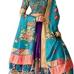Women's Dola Silk Lehenga Choli – Kalamkari Print in Subtle Shades with Bold Heritage Charm – Stitched Ethnic Wear for Festivals & Weddings-image-24