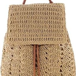Straw Wicker Handmade Boho Summer Beach Backpack Bag-image-12