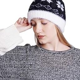 Faux Fur pom Knitted Cap Christmas Cap Latest Winter Beanie hat Fashion for Women Trendy Woolen Cap Fluffy Elegant Breathable Beanie for Occasion-image-11