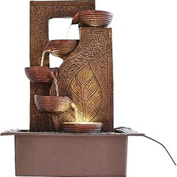 Indo Multi Polyresin Brown Five Step Indoor Table Top Water Fountain with Adjustable Speed Control(Size: 31 * 42 * 23 cm)-image-90