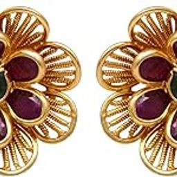 Ratna Collections 22k (916) Yellow Gold and Emerald Stud Earrings-image-71