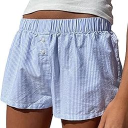 Y2k Cute Lounge Shorts for Women Plaid Print Sleep Shorts Elastic Waist Button Front Pajama Shorts Bottoms-image-13