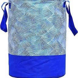 Kuber Industries Laheriya Printed Waterproof Canvas Laundry Bag|Toy Storage|Laundry Basket Organizer 45 L (Blue) CTKTC034625-17