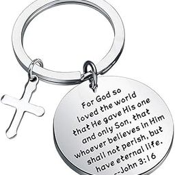 John 3:16 Christian Keychain For God So Loved The World That He Gave His One and Only Son Jesus Cross Jewelry Gift-0