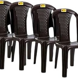 Highway Plastic Arm Chair/Glossy Finish Chair for Outdoor Indoor Living Room/Strong & Sturdy Structure Plastic Chair/Outdoor & Indoor Plastic Chair Set of 4 (Brown)-image-3