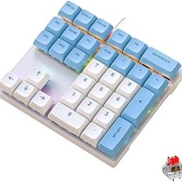 Mechanical Numpad Rainbow Backlit Smooth Red Switches Wired USB Number Pad 33-Key NKRO Numeric Keypad with XDA PBT Keycaps External Keyboard Num Pad for Laptop, Mac - White Blue-28