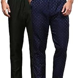 Men's Ethnic Motif Viscose Blend Pyjama Pack of 2 Elastic Waist Side Pockets Classic Design for Ultimate Comfort-image-74