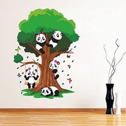 Delight Art Beautiful Tree with Pandas Design Wall Sticker Size - (42 * 56) cm-image-75