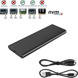 NVME to USB3.1 Type-C GEN2 10GBPS Enclosure M.2 PCI-E SSD Hard Disk External Drive Box M-Key SSD to USB-C Adapter (Pure Black)-15