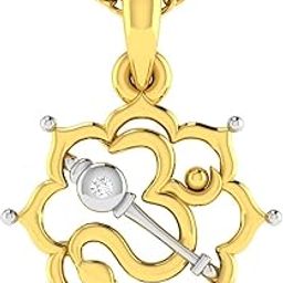 18KT Yellow Gold and American Diamond Pendant for Women-image-52