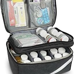 FATMUG - Medicine Storage Organizer Bag, Pill Bottle Organizer with Portable Small Pouch - Dark Grey-24