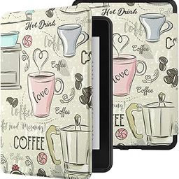 SwooK Classic Printed Magnetic Flip Cover case for All New Kindle Paperwhite 10th Gen Generation 2018 Released Kindle Flip Cover Case Shell (Coffee)-picture-17