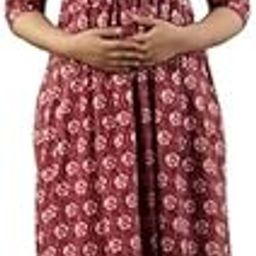 Women's Cotton Maternity Dress Pregnancy Casual Long Sleeve Dual Zipped for Feeding Nursing Maternity Comfort Dress Kurti SKT_MC_BZ-image-73