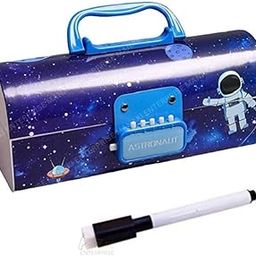 MANAKI ENTERPRISE Plastic Kids Pen&Pencil Box Suitcase Style Password Lock Pencil Case,Multi-Layer Pencil Box For Kids,Boys,Girls,Stationary Organizer Case,Return Gift (Astron. - Blue Pencil Box)-27