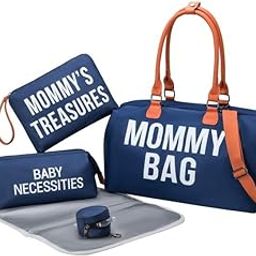 Diaper Bag for Moms, 5-Piece Set with Changing Pad, Pacifier Holder, 2 Storage Pouches & Luggage Sleeve, Stylish Maternity Backpack for Travel, Baby Essentials Organizer-image-91