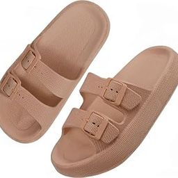 Women Adjustable Open Toe Slide Sandals Classic Ultra Soft EVA Footbed Summer Designed to Fit Flat Buckle Sliders for Women & Girls-image-92