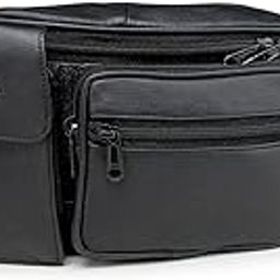 Stylish Real Leather Black Waist Bag Elegant Style Travel Pouch Passport Holder with Adjustable Strap(1276_blk)-image-93