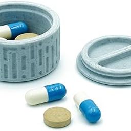 3D Printed Pill Box | Compact Round Medicine Organizer with Dual Compartments | Marble Finish | Travel-Friendly & Eco-Friendly | Pack of 4 (Marbel White, Small)-image-85