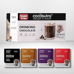 COCOSUTRA Sugar Free Drinking Chocolate Hamper | Travel Friendly | 4*5 Single Serve Sachets | 4 Hot Chocolate Flavors | Zero Sugar, Low Carb, Low Calorie | Stevia & Erythritol based | Gift Pack | Gluten Free & Vegan | Enjoy Hot or Cold | 400g-image-16
