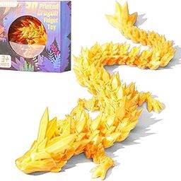 PETBSNVB 12" 3D Printed Dragon, Articulated Dragon, Crystal Dragon, Dragon Fidget Toy, Home Office Decor Executive Desk Toy (Yellow)-picture-23