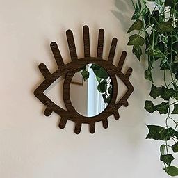 Creative Arts n Frames Eye Shaped Wooden Decorative Wall Mount Mirror for Living Room Home Décor (Eye) (Flower Wenge)-picture-20