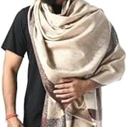 manra Mens Emboss Collection, Meditation Jacquard Shawl, with Self Design Fawn Border Woolen Shawl for Gents-picture-4