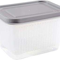 Fruit Keeper Box Leakproof Kitchen Stackable Non Slip Food Storage Container Gray-image-7
