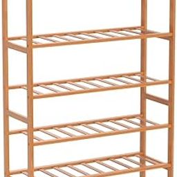 NYALKARAN Foldable Bamboo Shoe Rack - Portable Wooden Stand, Free Standing Shelf for Home, Entryway, Living Room, Balcony - Space Saving Installation-Free Organizer (69 CM FIX, 5 Layer)-image-35