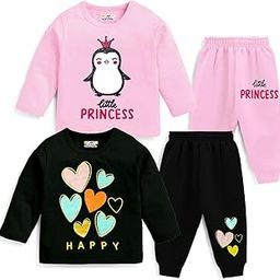 Baby Girl Regular Fit Cotton T-Shirts and Pyjamas Set-image-76