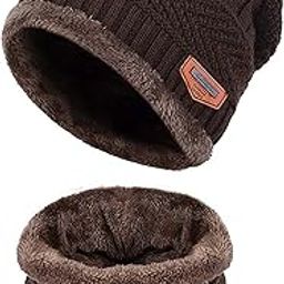 Unisex Winter Knit/Knitted Neck Warmer Scarf and Set Skull Cap for Men/Women Winter Cap/Hat (2 Piece Combo) Free Size Multicolored-10