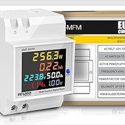 EuroControls Euro Meter EMT-MFM 6 in 1 AC 40-300V 100A Amp, Frequency, PF, KwH, Watt, Volt meter Digital Electrical reading meter Din rail mountable (Built in CT)-25