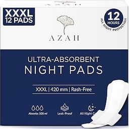 Azah Ultra-Absorbent Night Pads|XXXL Sanitary Pads for Heavy Flow|500ml Absorption|Complete Overnight Protection|Made Safe Certified|Soft & Rash-Free Breathable Cotton|100% Leak-Proof|Pack of 12-image-6